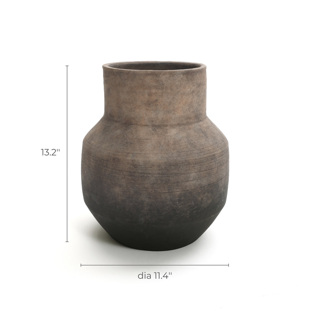 Brown Ombre Terracotta 11.4-Inch Round Vase