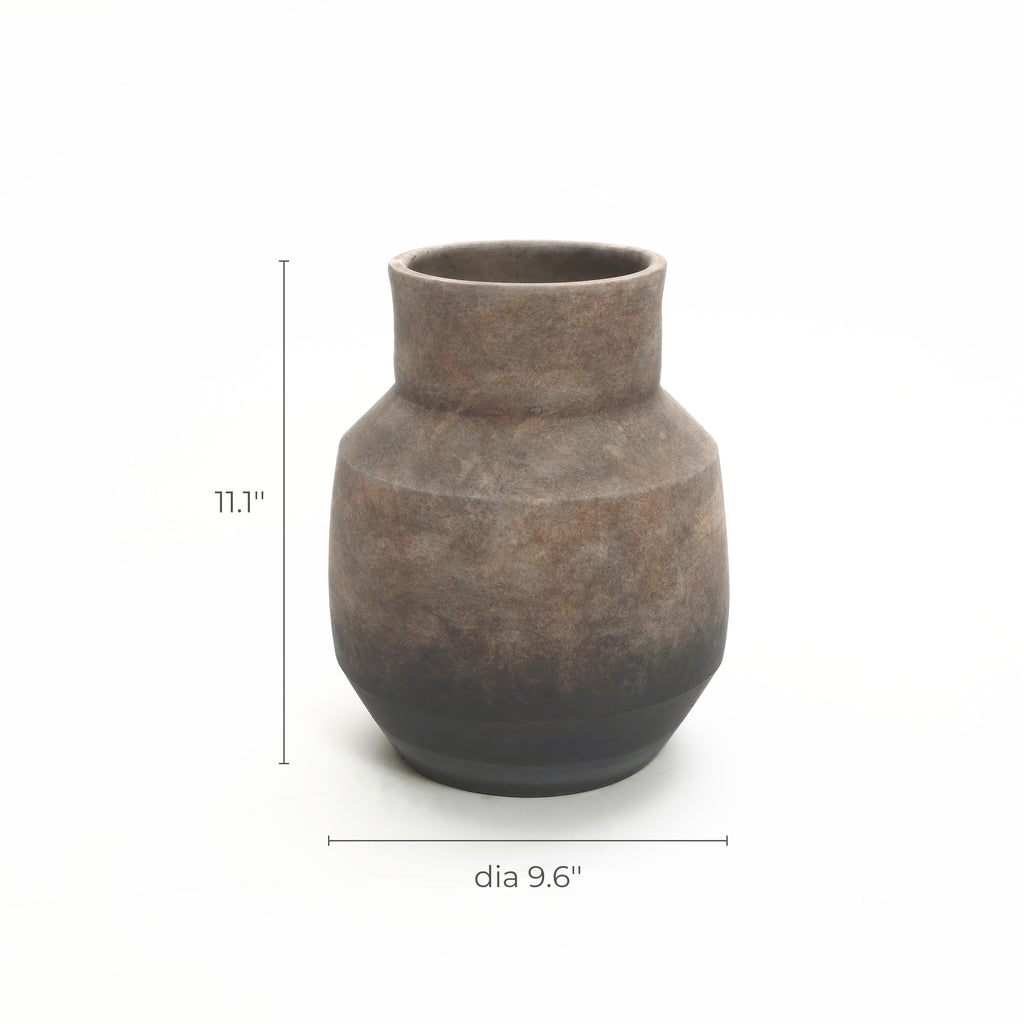Brown Ombre Terracotta 9.6-Inch Round Vase