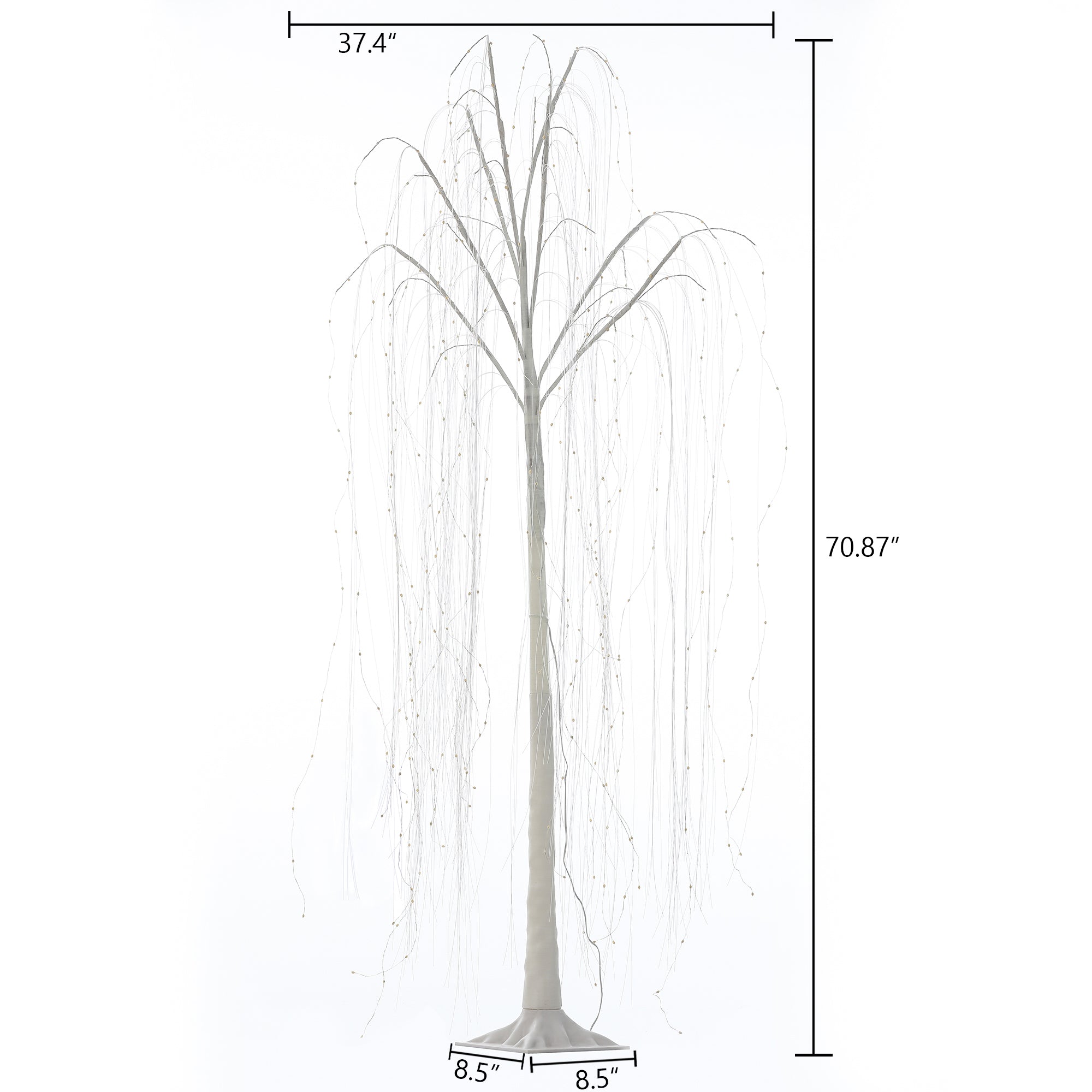 5.9Ft White Artificial Willow Tree with Lights and Metal Base