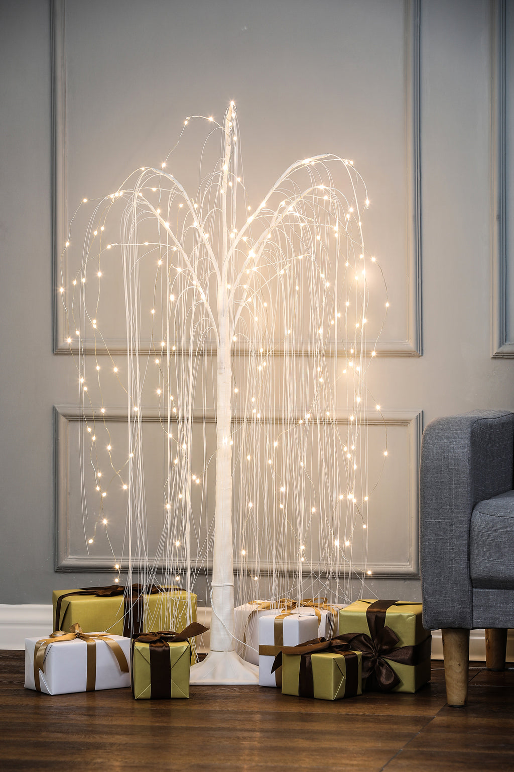 Pre-Lit 47.24" H White Willow LED Lighted Tree Decoration