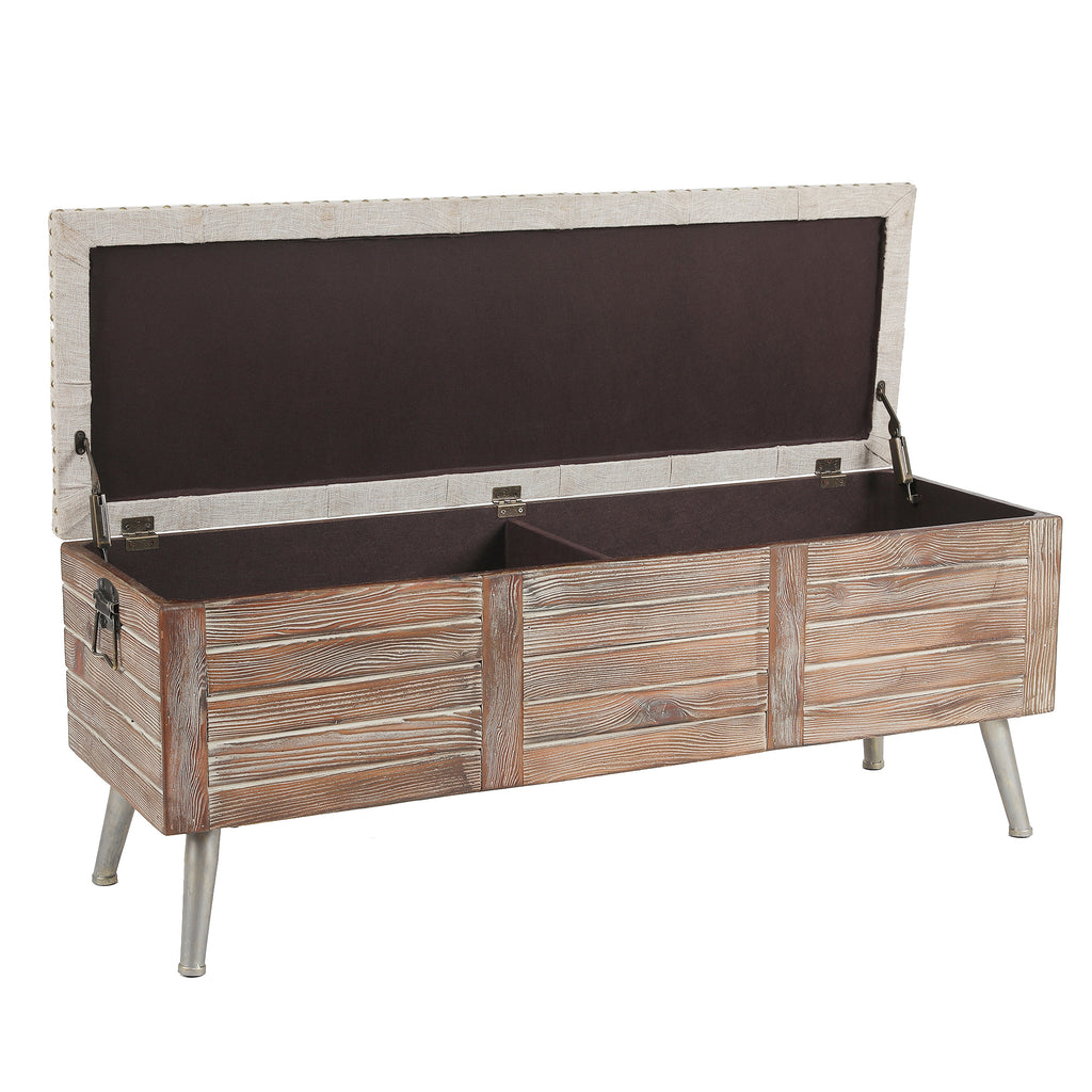 47.2-Inch Wide Upholstered Wood Flip Top Storage Bench