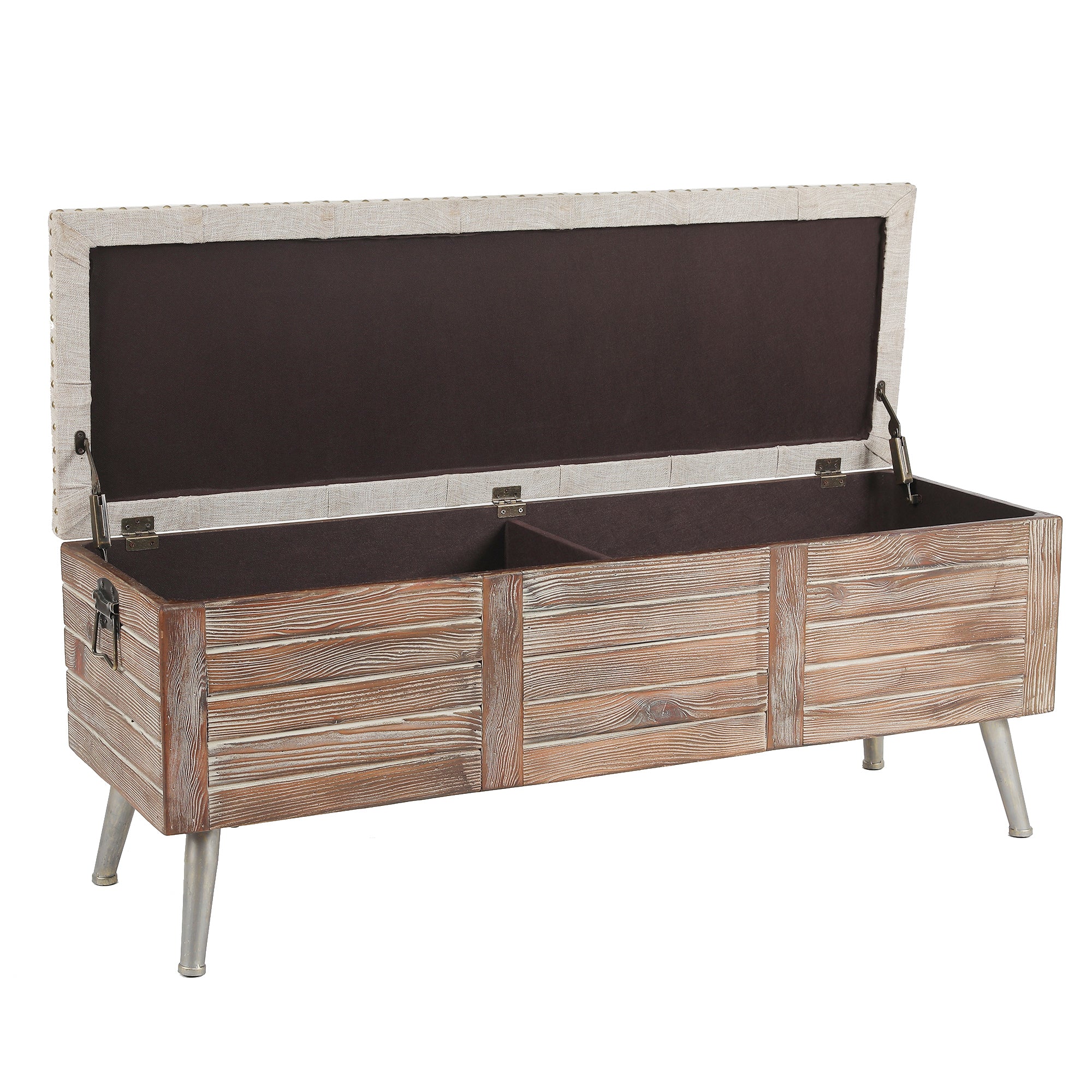 47.2-Inch Wide Upholstered Wood Flip Top Storage Bench