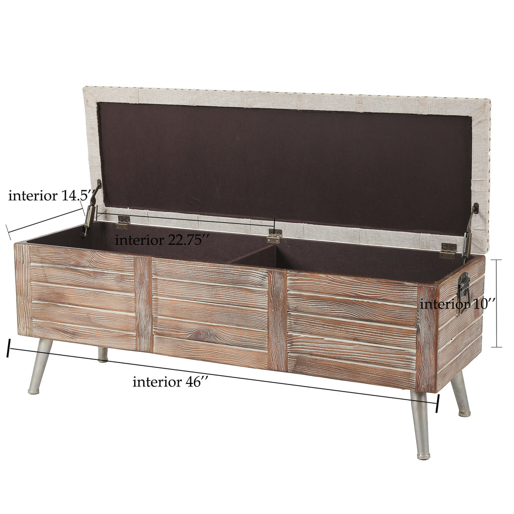 47.2-Inch Wide Upholstered Wood Flip Top Storage Bench