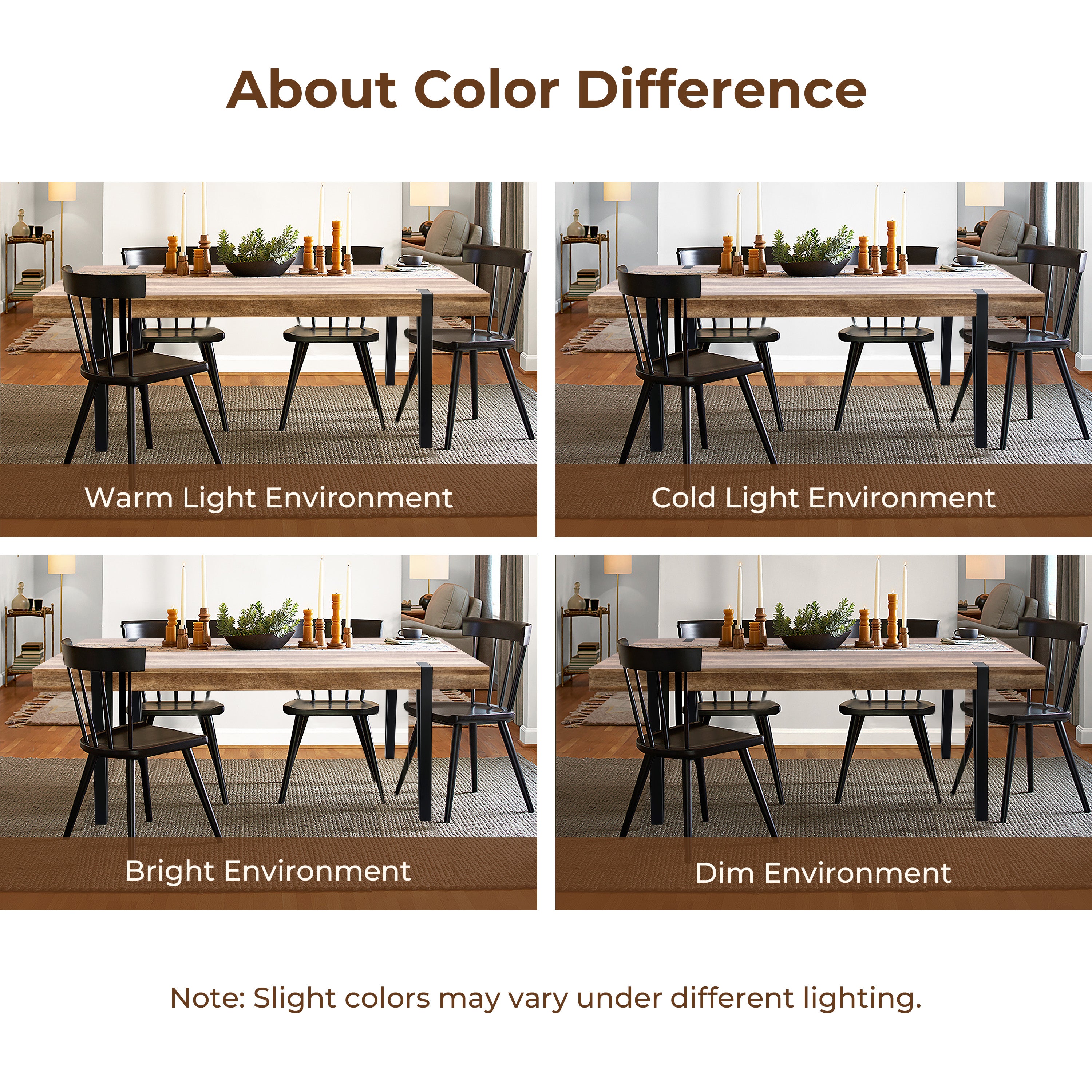 Oak Finish MDF Wood Black Metal Dining Table