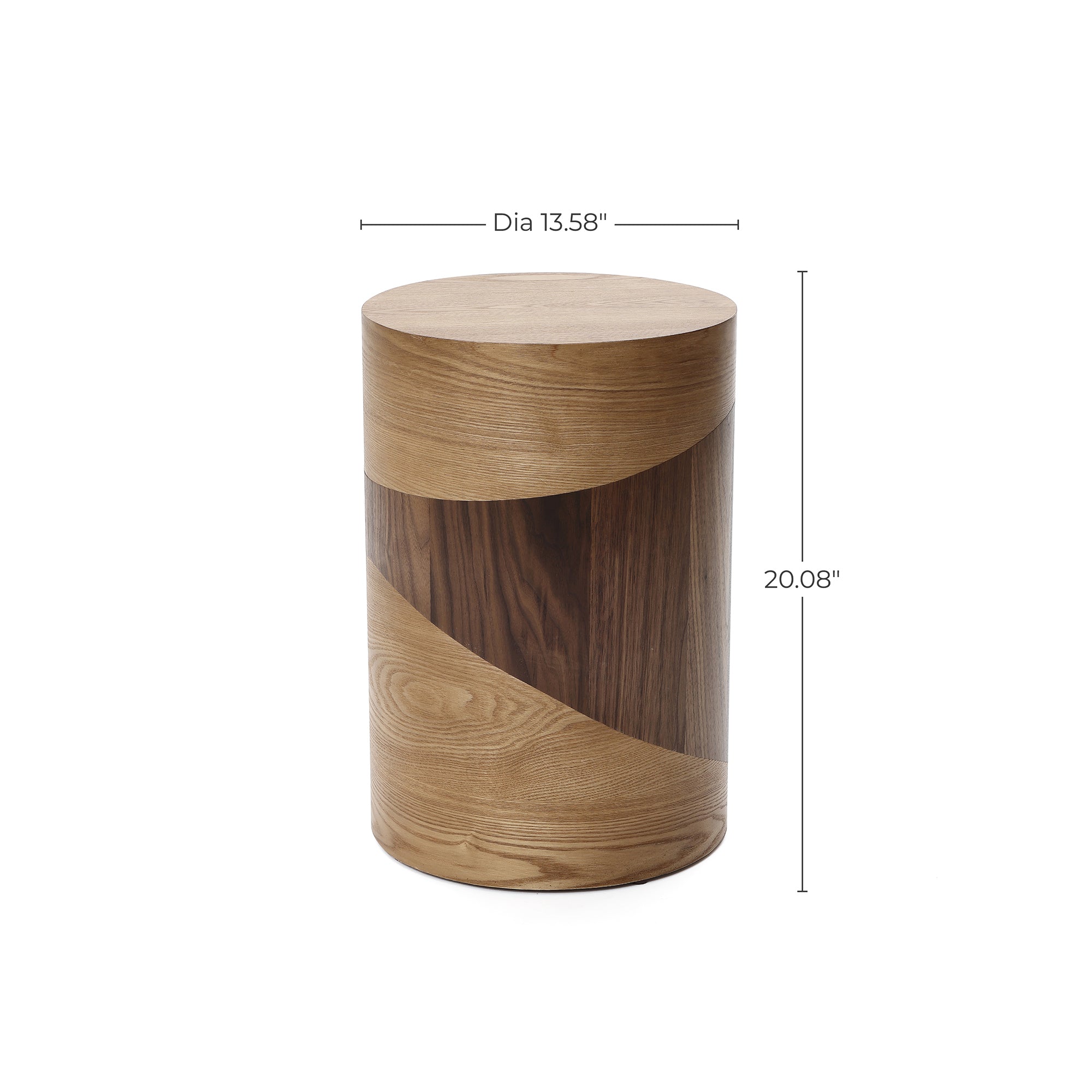 Modern Rustic Natural & Dark Wood Round Side Table, 20” Tall