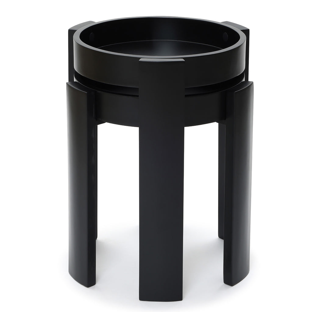 Black Nesting Side Tables Set of 2, Round MDF End Tables for Living Room
