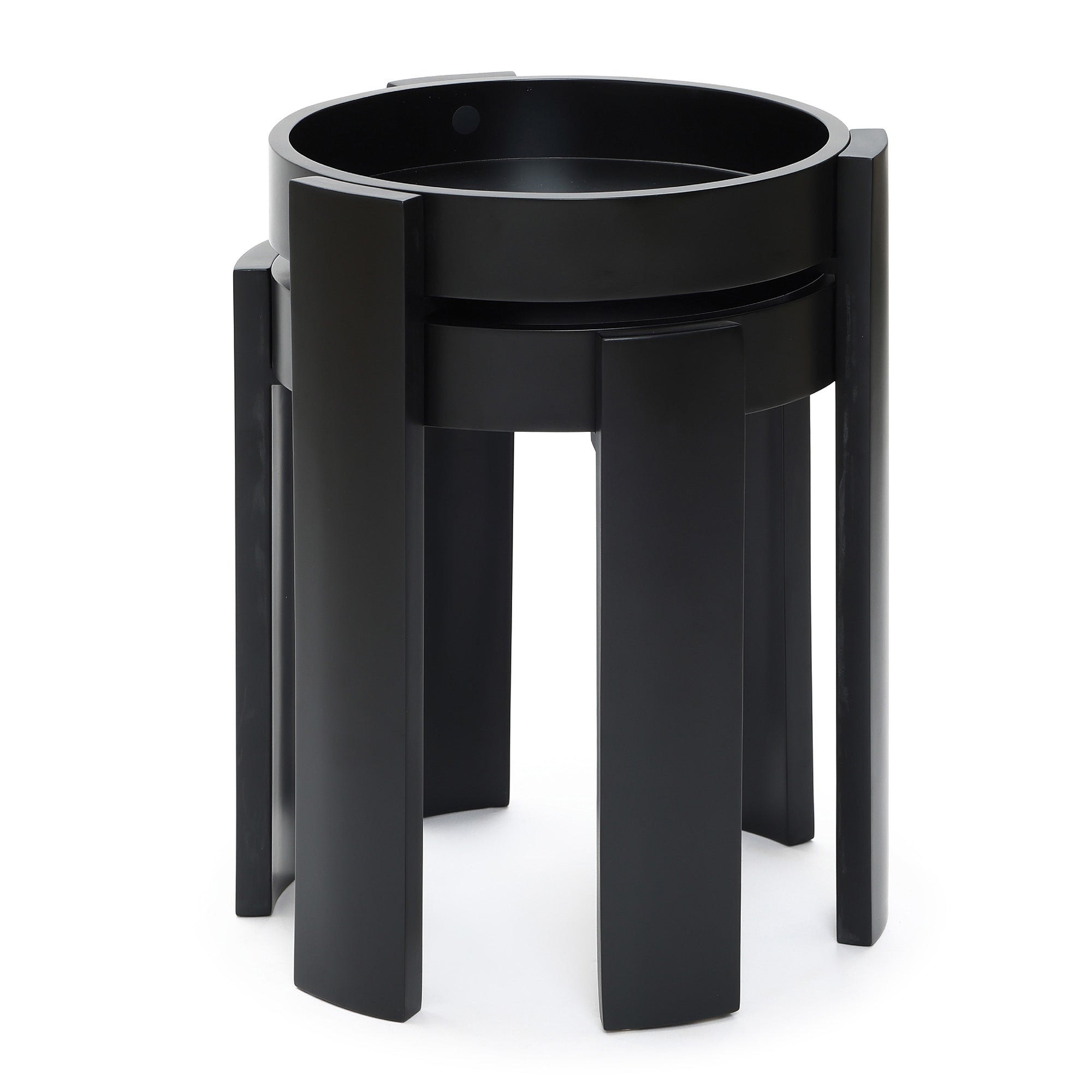 Black Nesting Side Tables Set of 2, Round MDF End Tables for Living Room