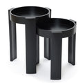 Black Nesting Side Tables Set of 2, Round MDF End Tables for Living Room