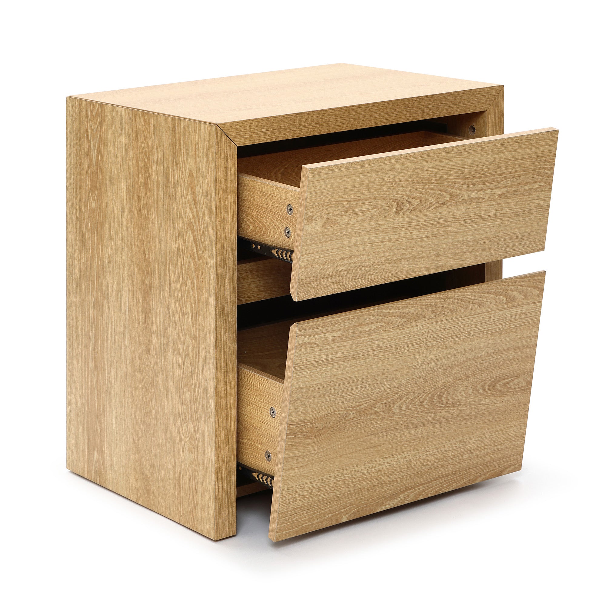 Nordic Minimalist Wooden Bedside Table with 2 Drawers