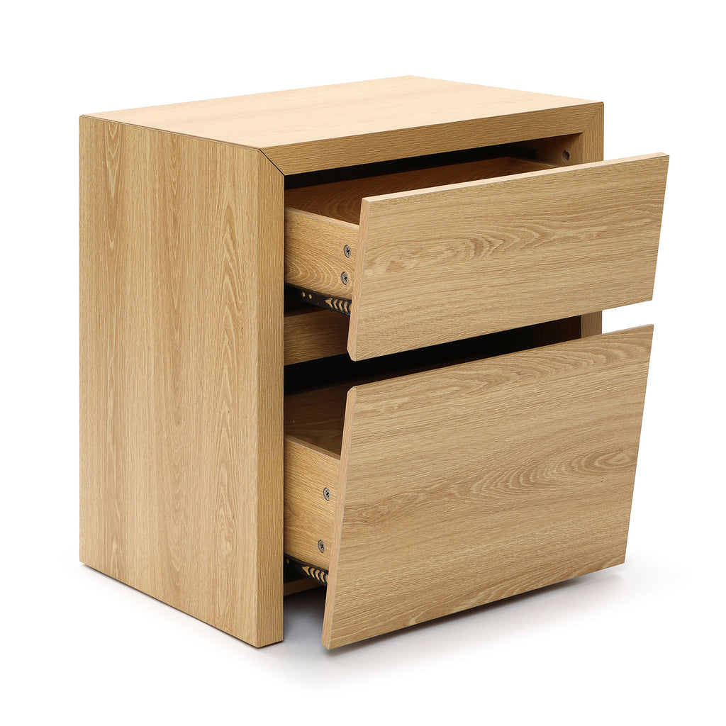 Japandi MDF Wood Nightstand, Storage End Table for Bedroom or Living Room