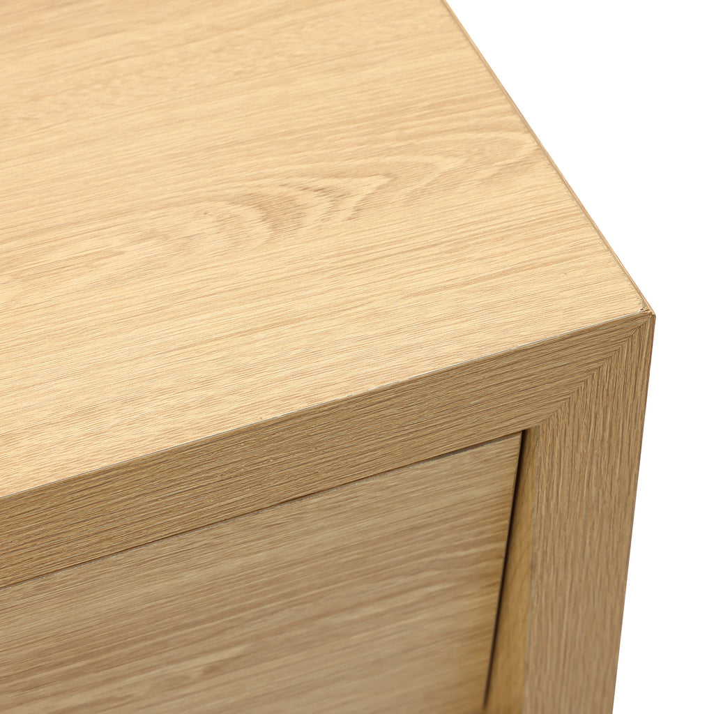 Japandi MDF Wood Nightstand, Storage End Table for Bedroom or Living Room