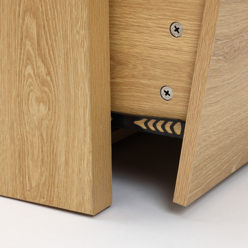 Japandi MDF Wood Nightstand, Storage End Table for Bedroom or Living Room