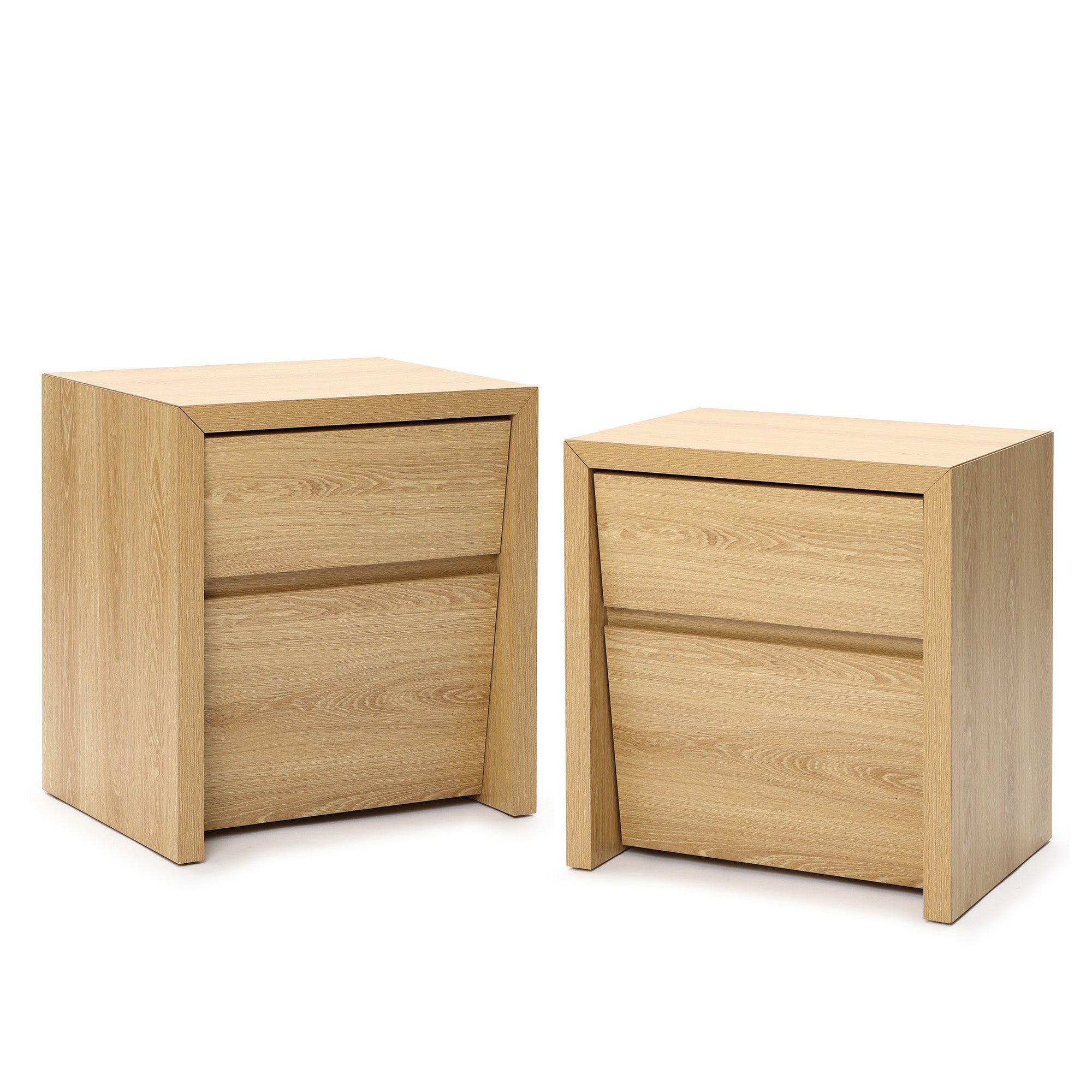 Japandi MDF Wood Nightstand, Storage End Table for Bedroom or Living Room
