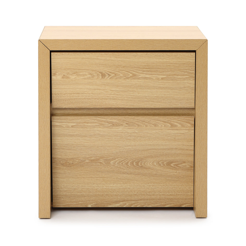 Japandi MDF Wood Nightstand, Storage End Table for Bedroom or Living Room