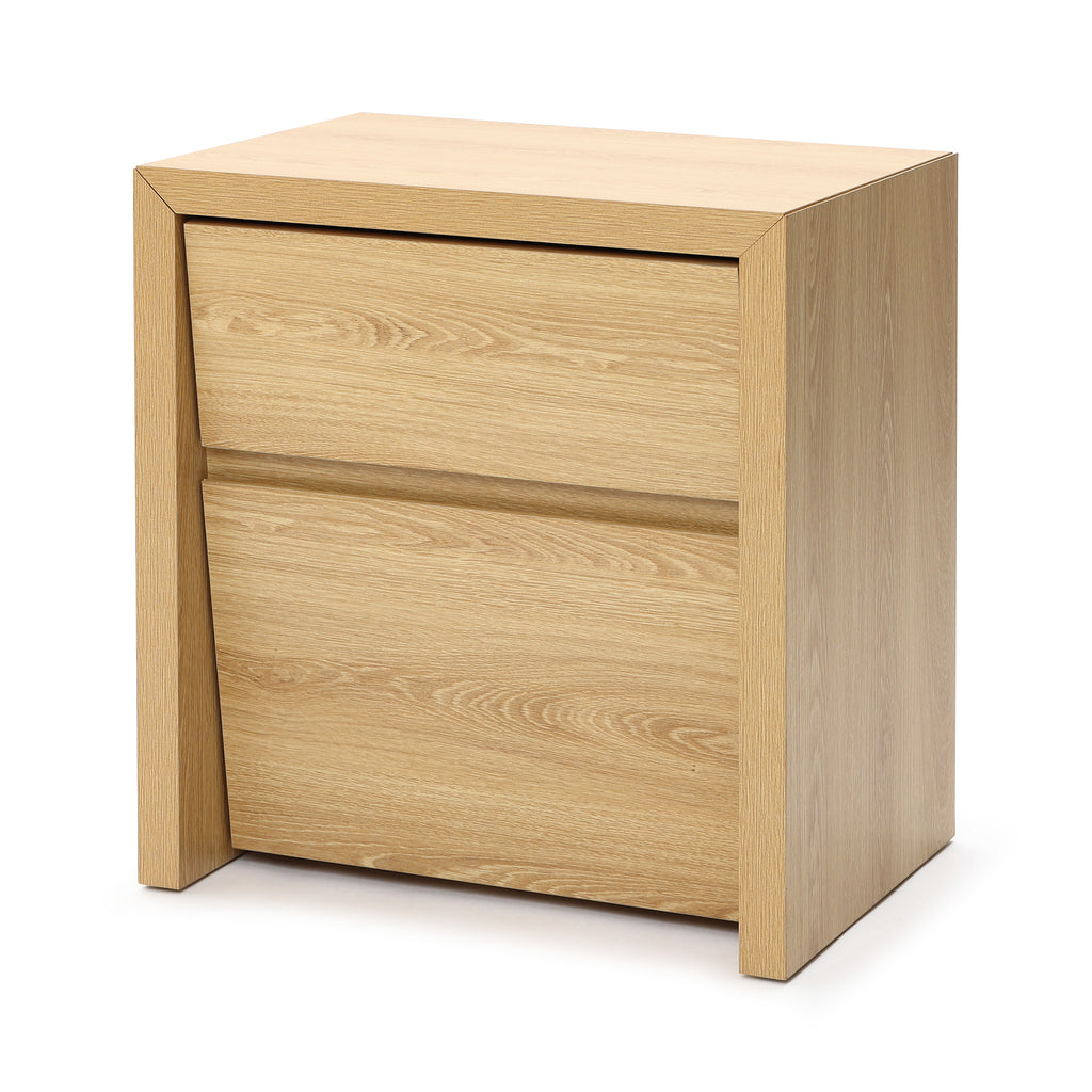 Japandi MDF Wood Nightstand, Storage End Table for Bedroom or Living Room