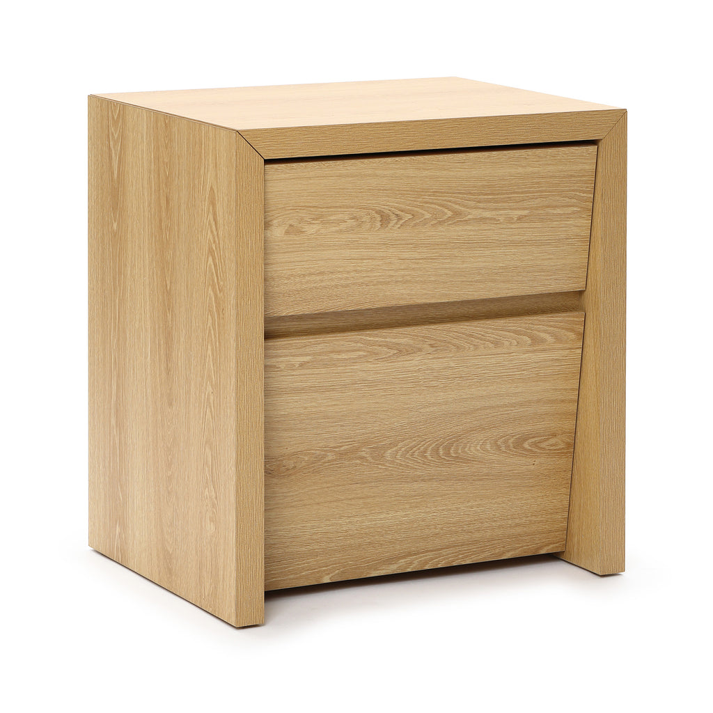 Japandi MDF Wood Nightstand, Storage End Table for Bedroom or Living Room