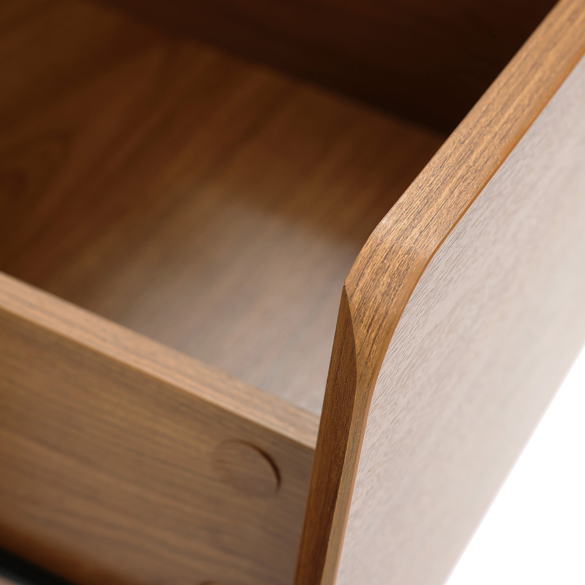 Scandinavian-Style Nightstand, Manufactured Wood End Table with 2 Drawers