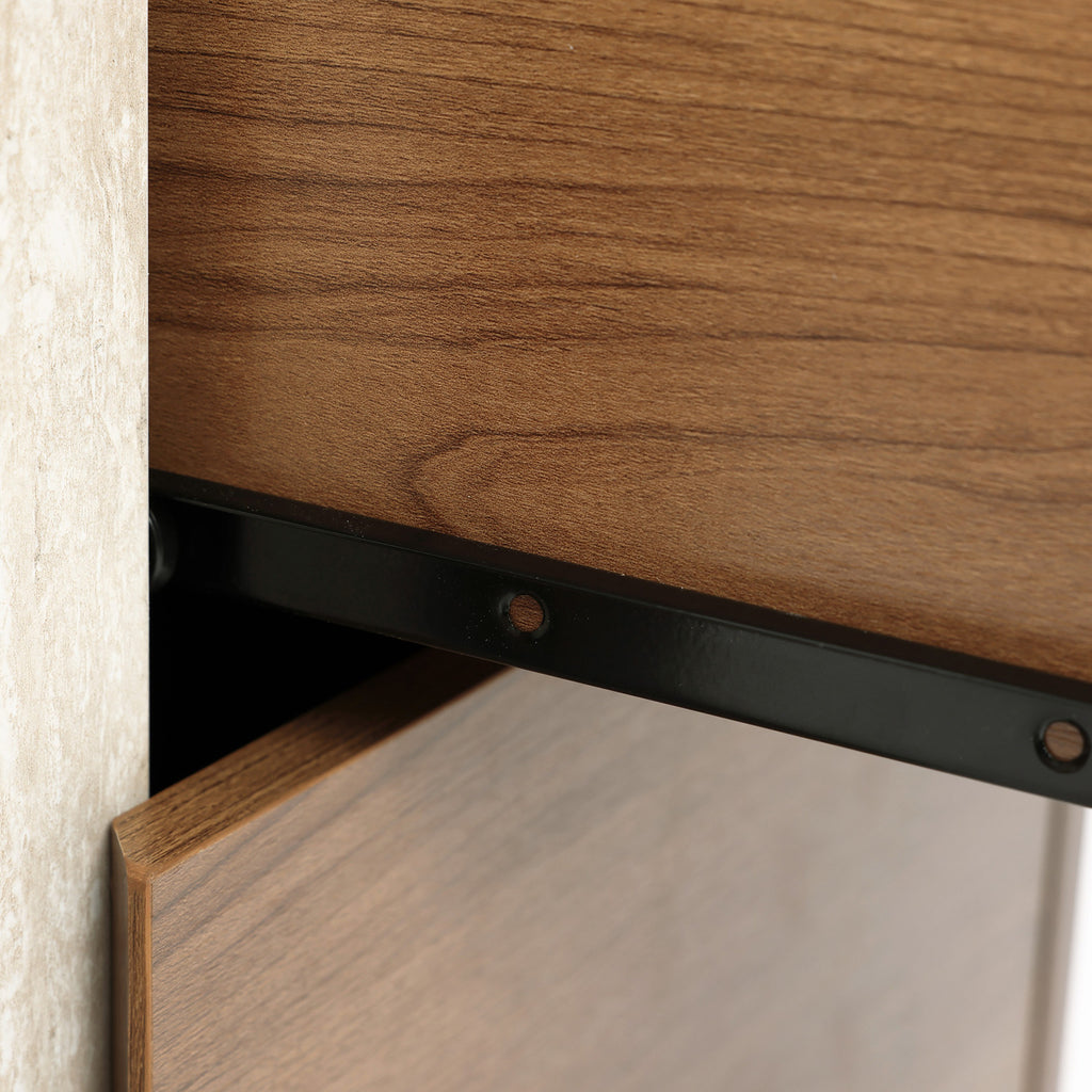 Scandinavian-Style Nightstand, Manufactured Wood End Table with 2 Drawers