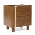 Scandinavian-Style Nightstand, Manufactured Wood End Table with 2 Drawers