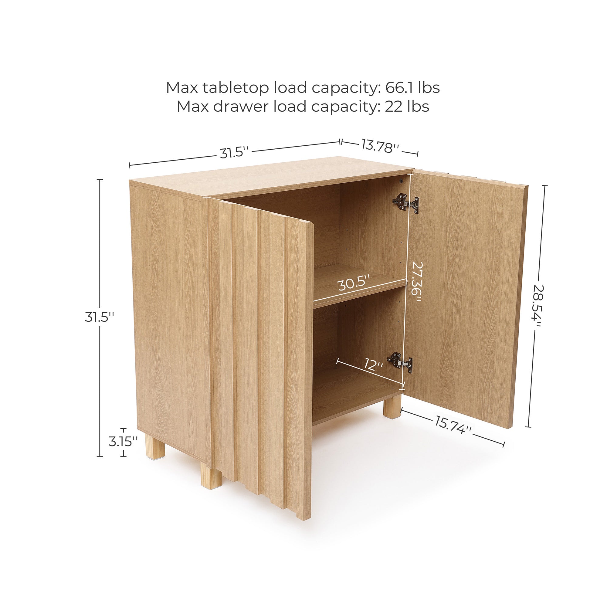 Buffet Storage Cabinet with 2 Vertical Slat Doors