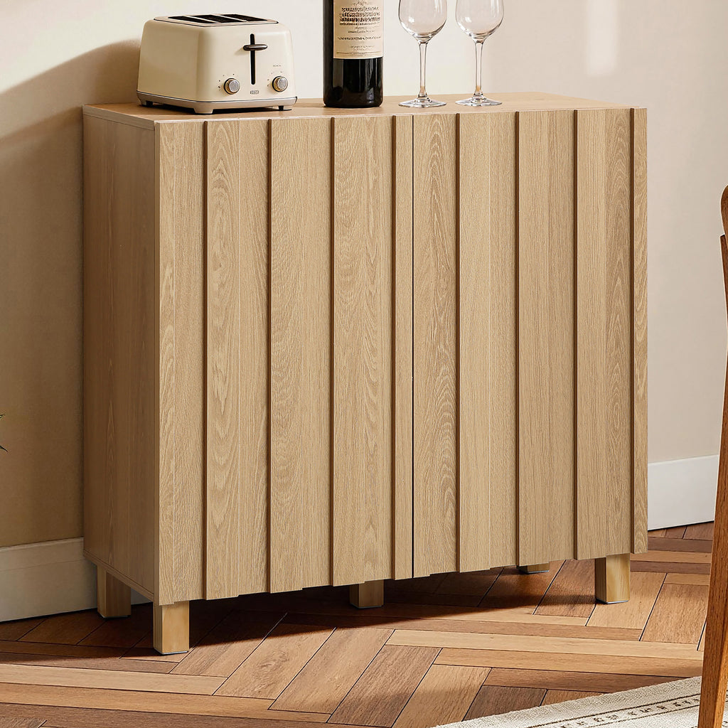Buffet Storage Cabinet with 2 Vertical Slat Doors