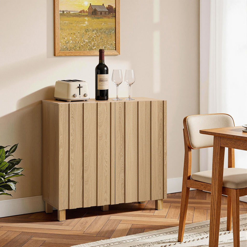 Buffet Storage Cabinet with 2 Vertical Slat Doors