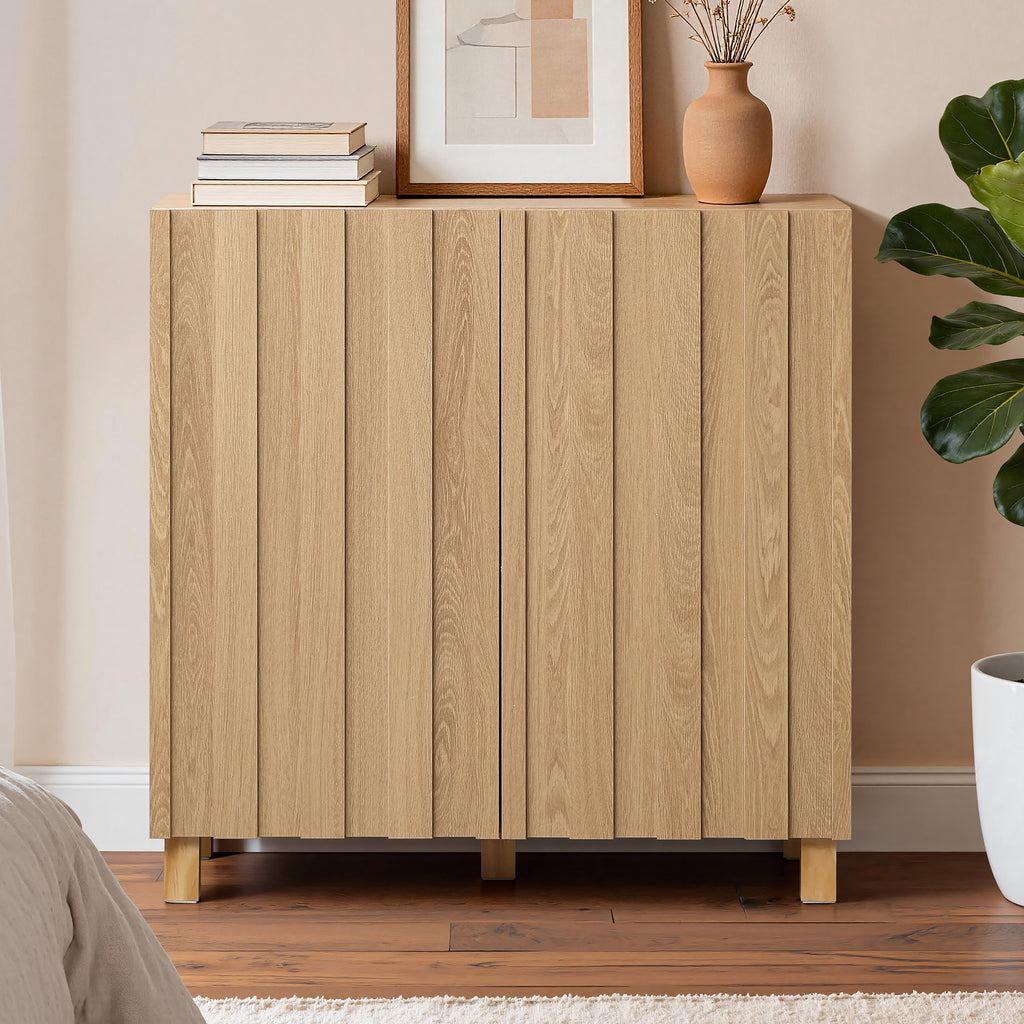 Buffet Storage Cabinet with 2 Vertical Slat Doors