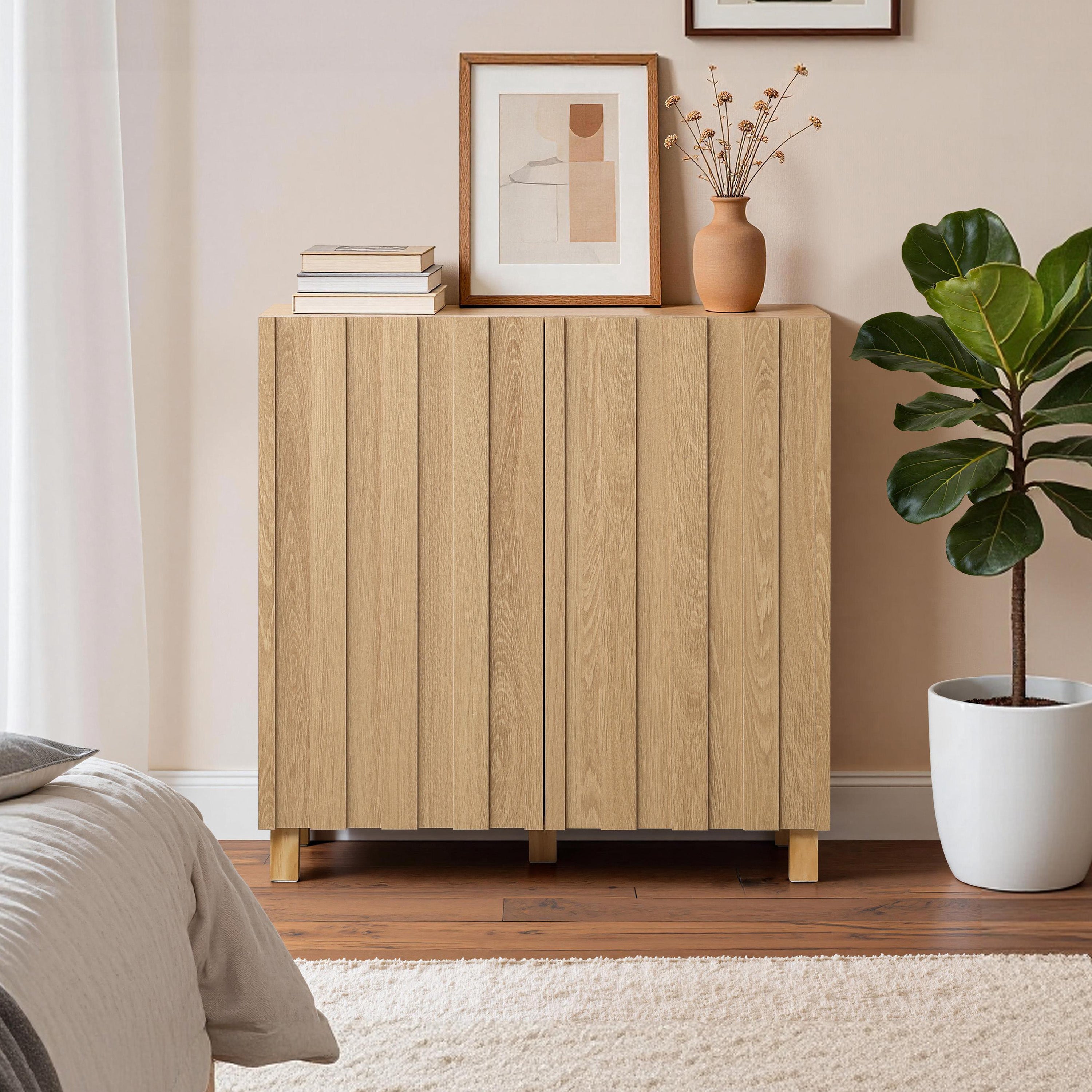 Normann Rib Sideboar With Storage Cabinet in North American White Oak