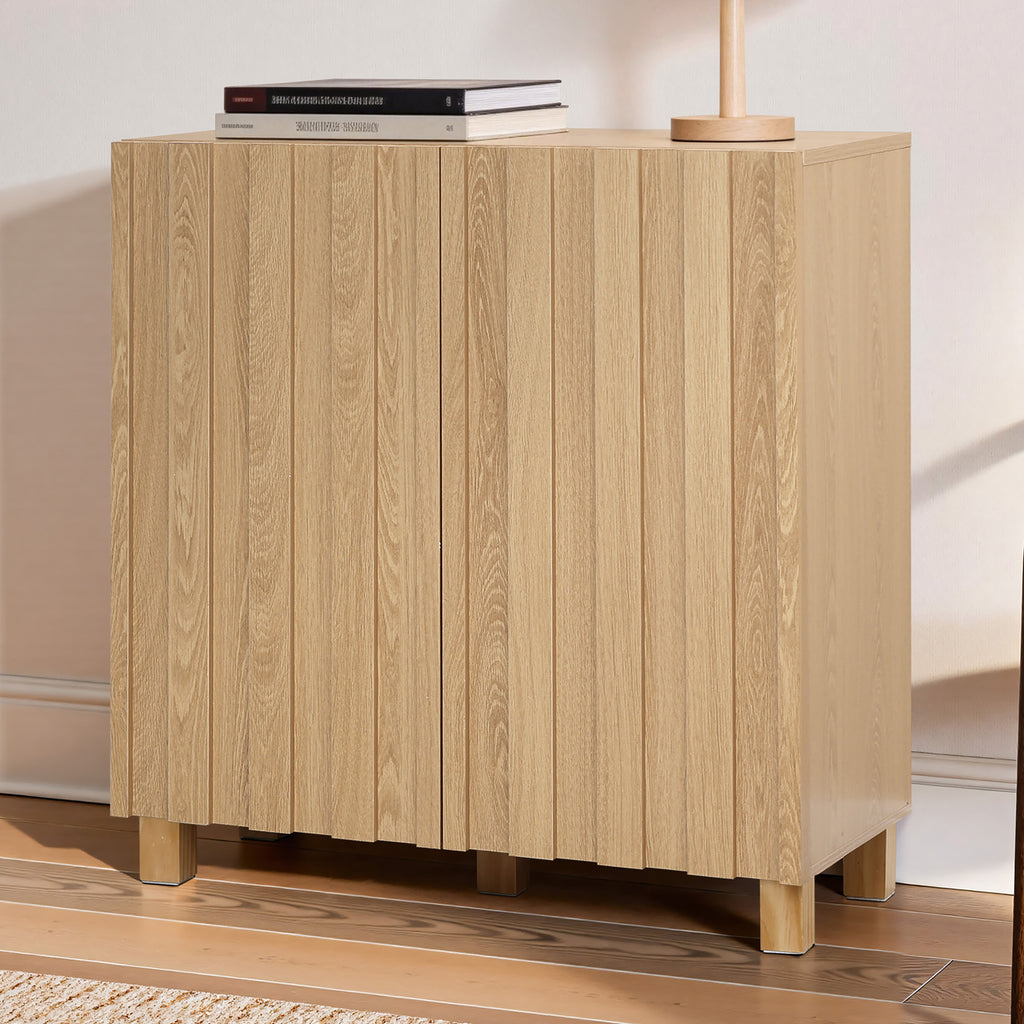 Buffet Storage Cabinet with 2 Vertical Slat Doors