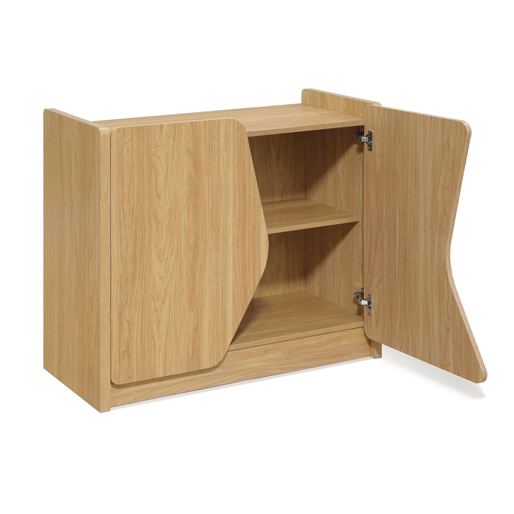 Modern Storage and Sideboard Cabinet, 2 Doors w/ Soft-Close Hinges, Raised Sides