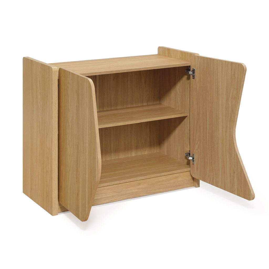 Modern Storage and Sideboard Cabinet, 2 Doors w/ Soft-Close Hinges, Raised Sides
