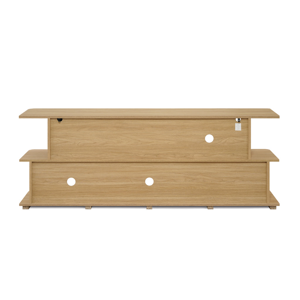 Compact 2-Layer TV Stand, Mixed Storage Console with Cabinets and Open Shelves