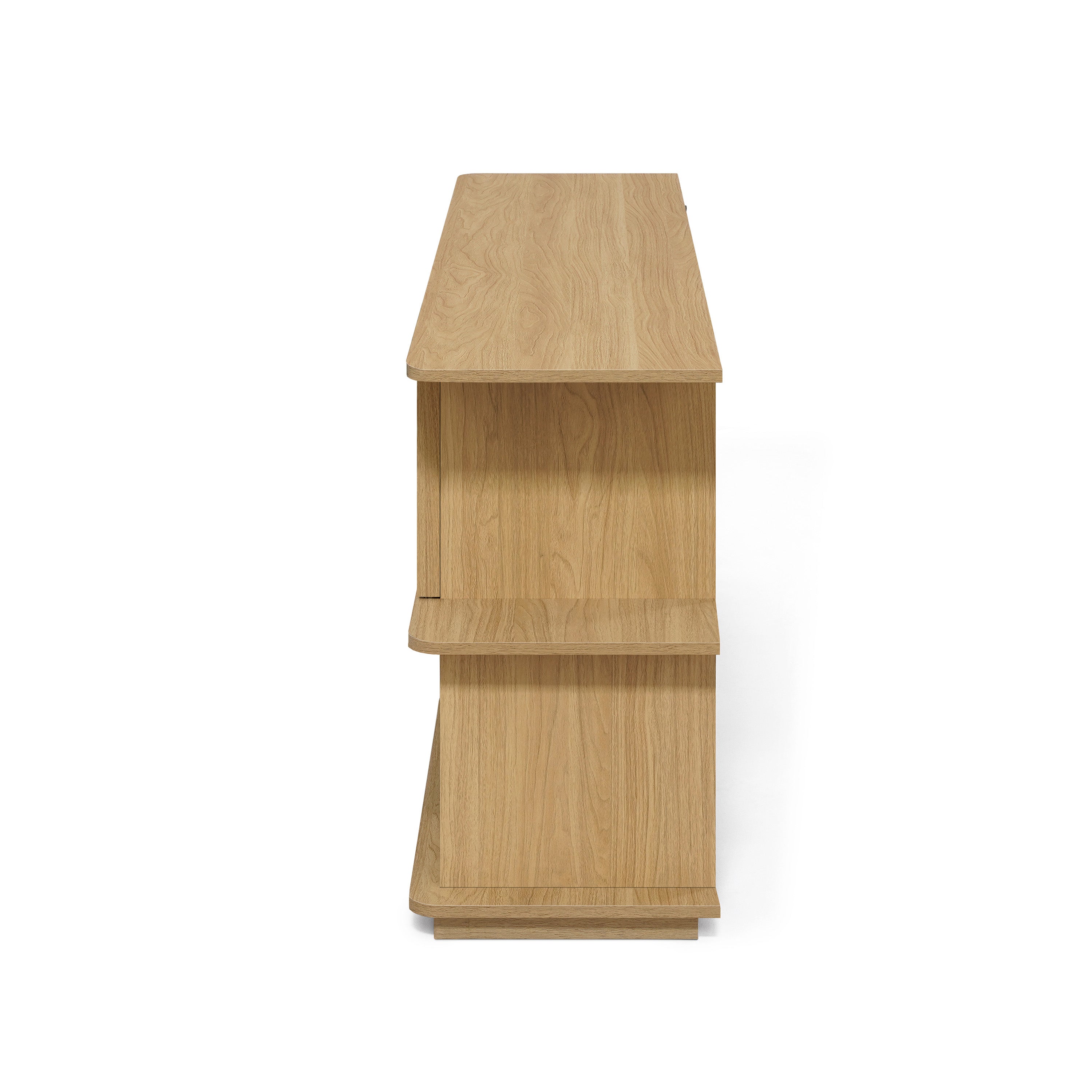 Compact 2-Layer TV Stand, Mixed Storage Console with Cabinets and Open Shelves