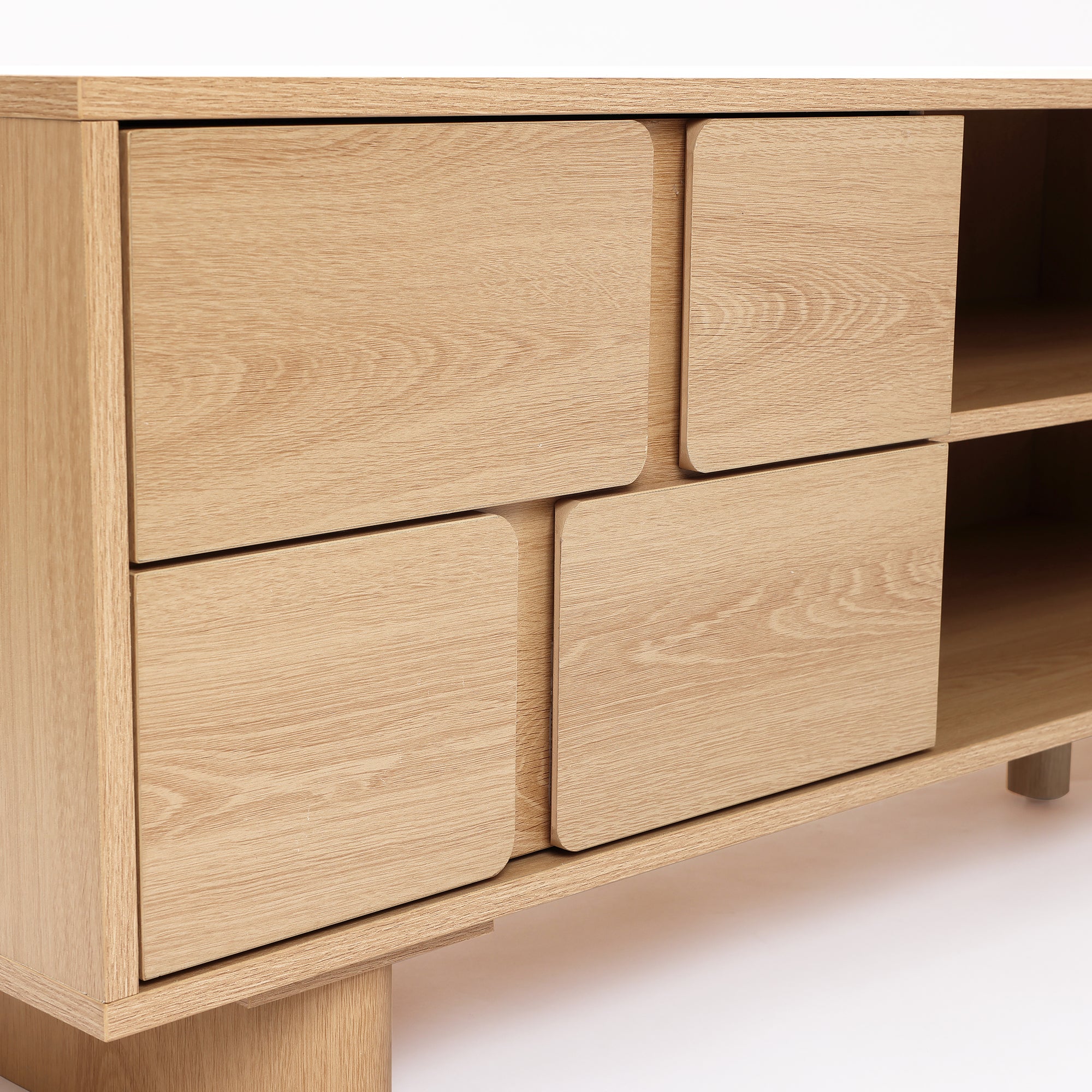 63" TV Console, Japandi-Inspired, Low-Height Design in Engineered Wood