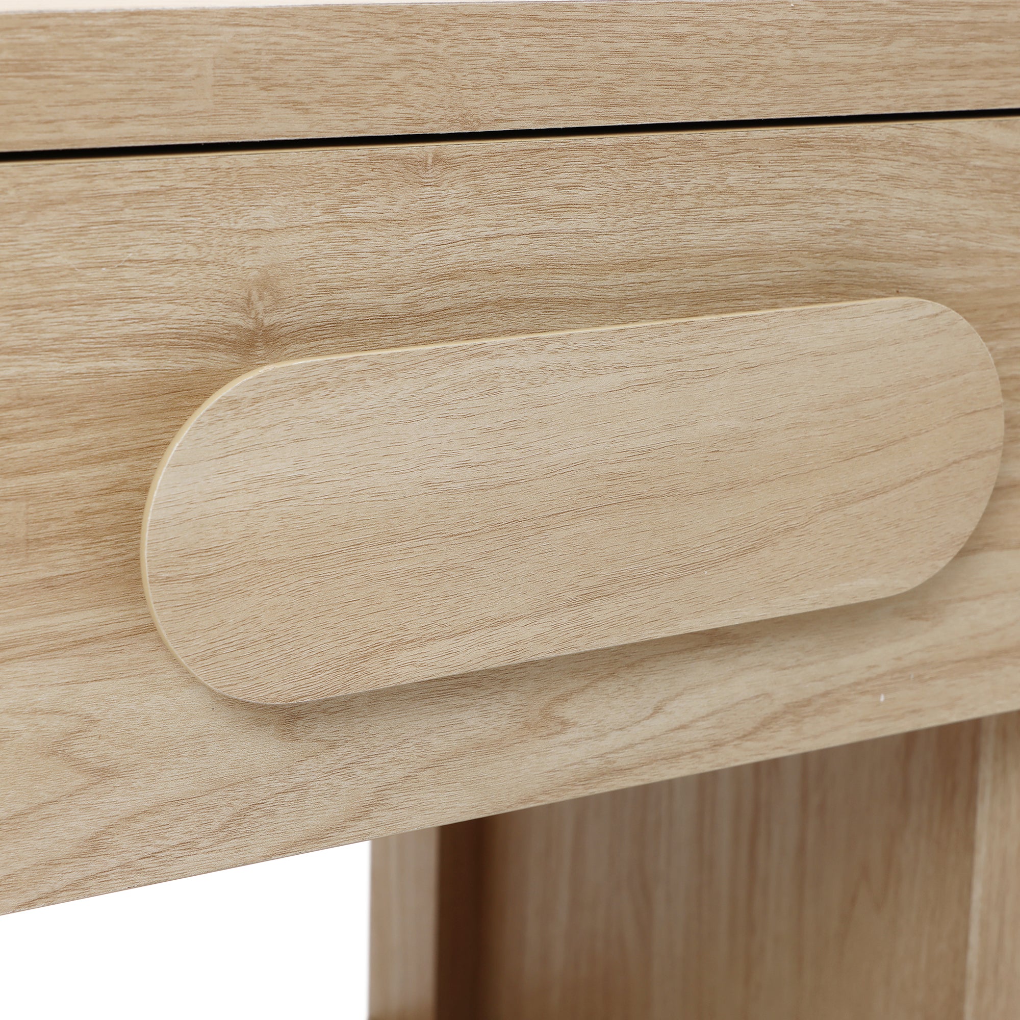Nightstand with Storage, End Table with Light Wood Finish, Drawer & Open Shelf