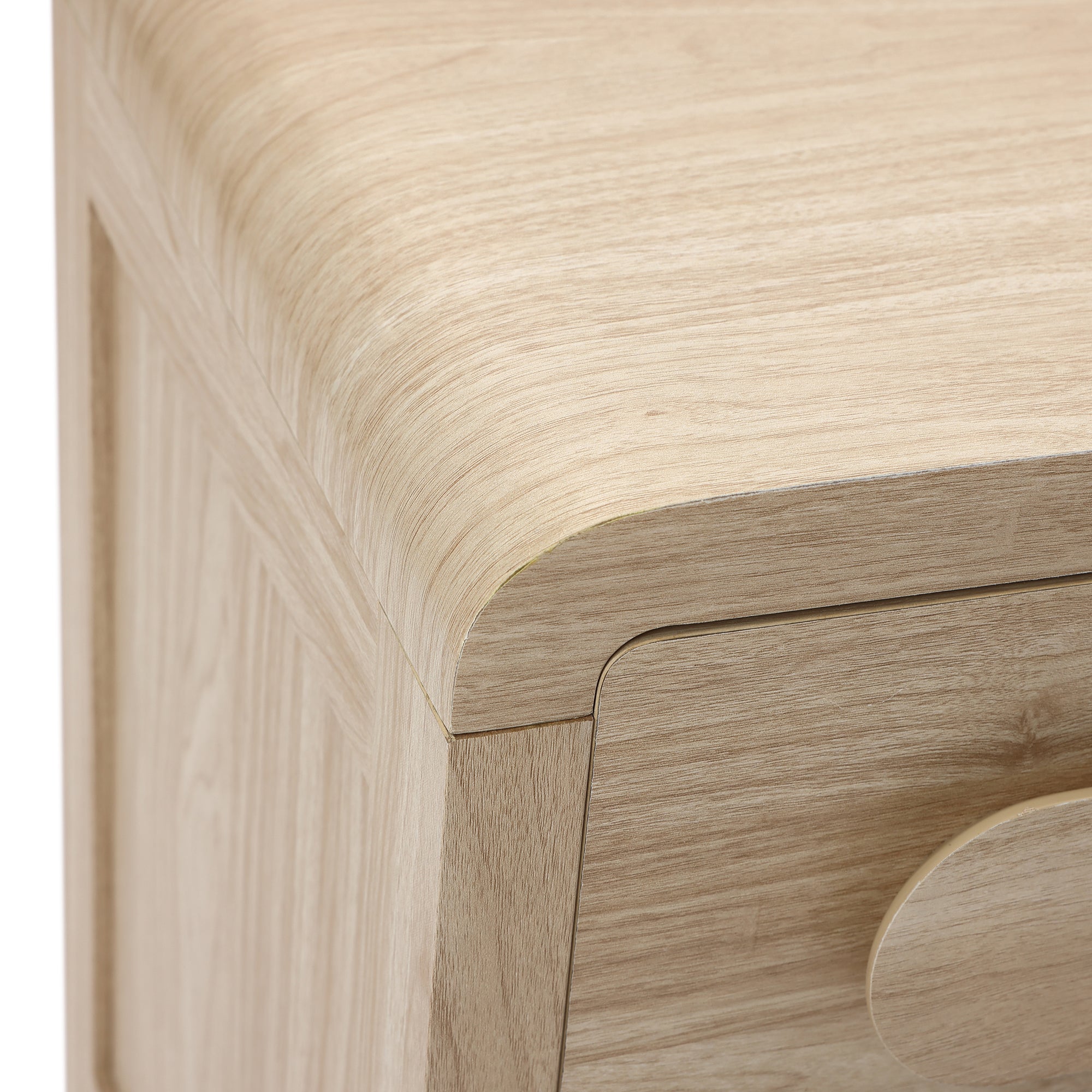 Nightstand with Storage, End Table with Light Wood Finish, Drawer & Open Shelf