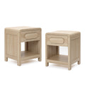 Nightstand with Storage, End Table with Light Wood Finish, Drawer & Open Shelf