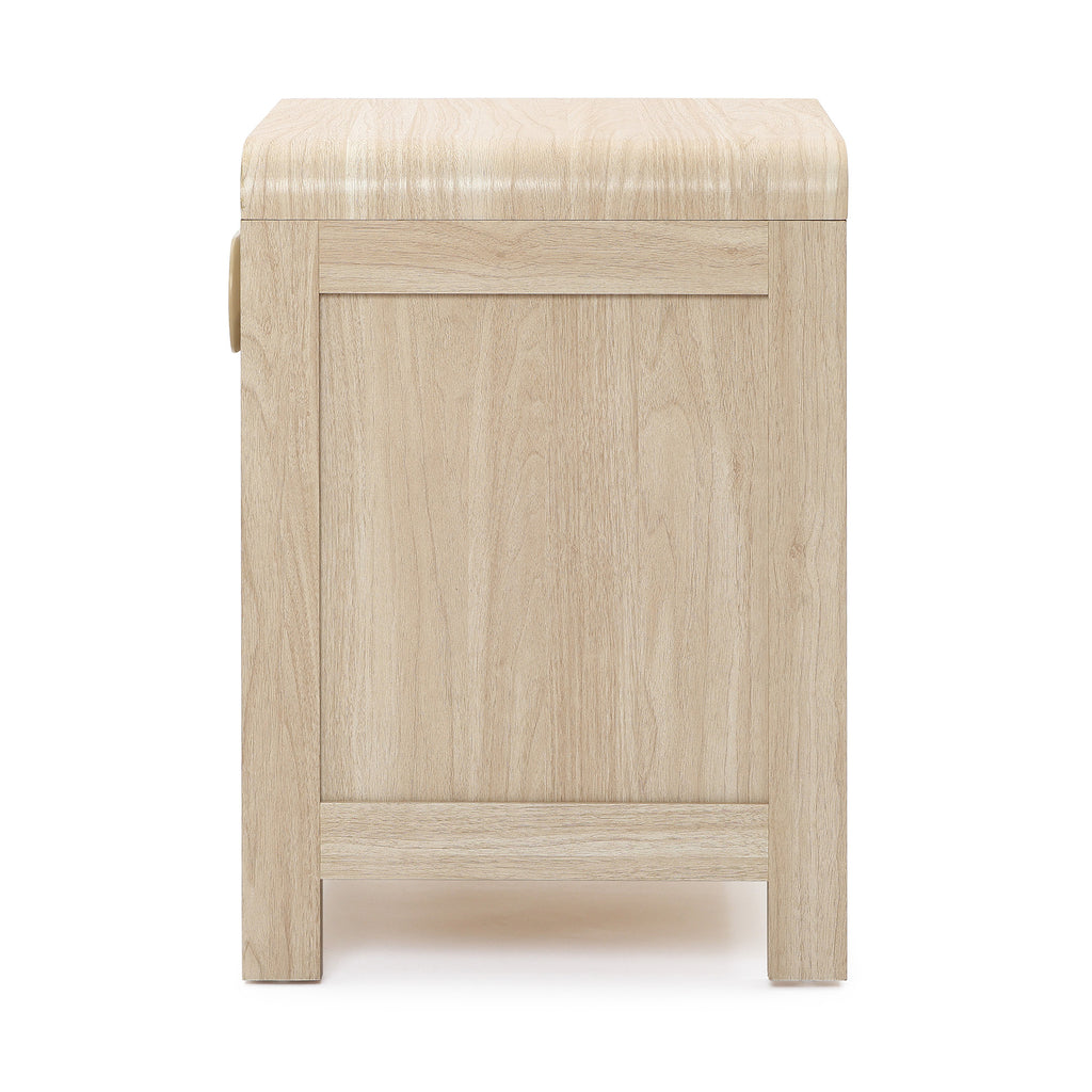 Nightstand with Storage, End Table with Light Wood Finish, Drawer & Open Shelf