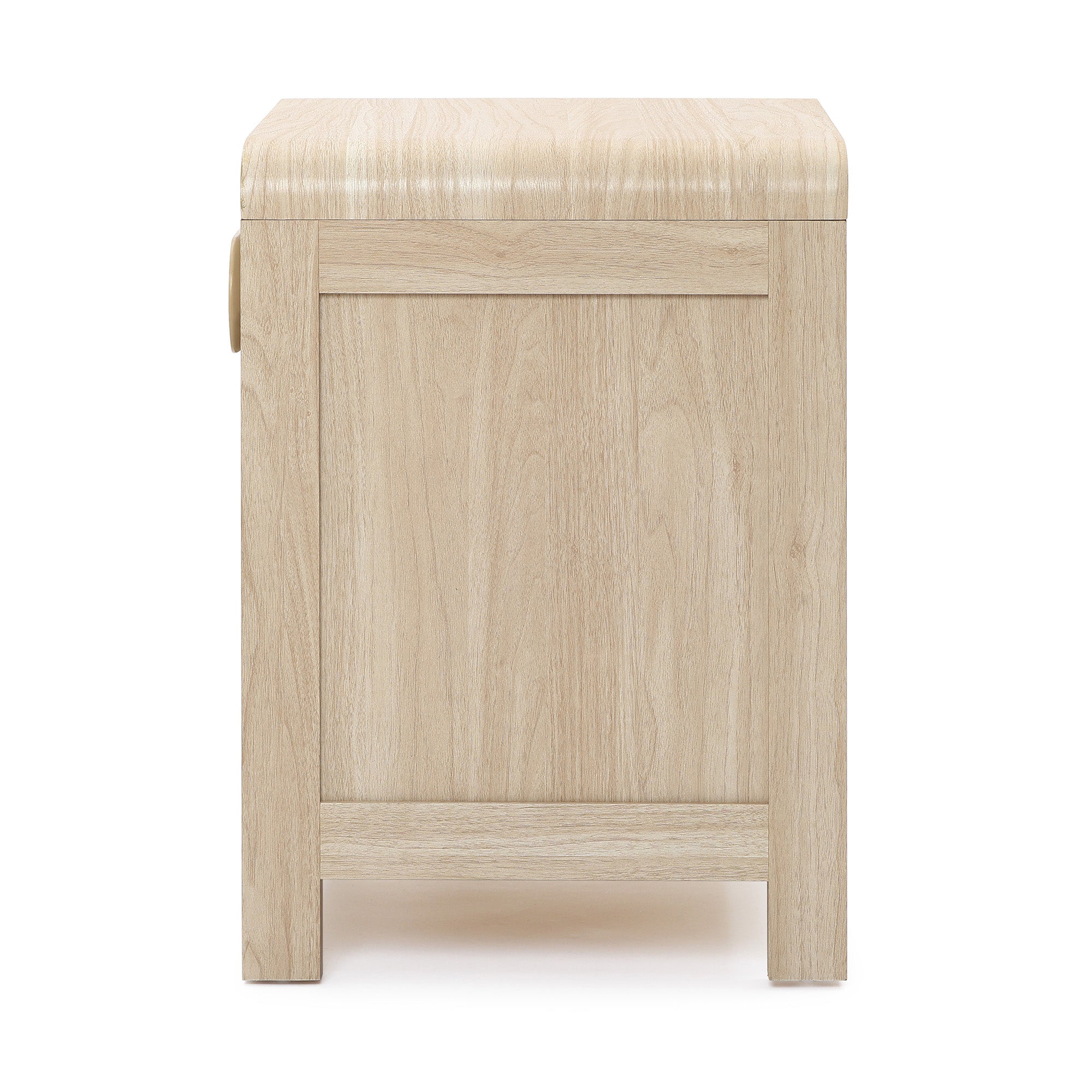 Nightstand with Storage, End Table with Light Wood Finish, Drawer & Open Shelf