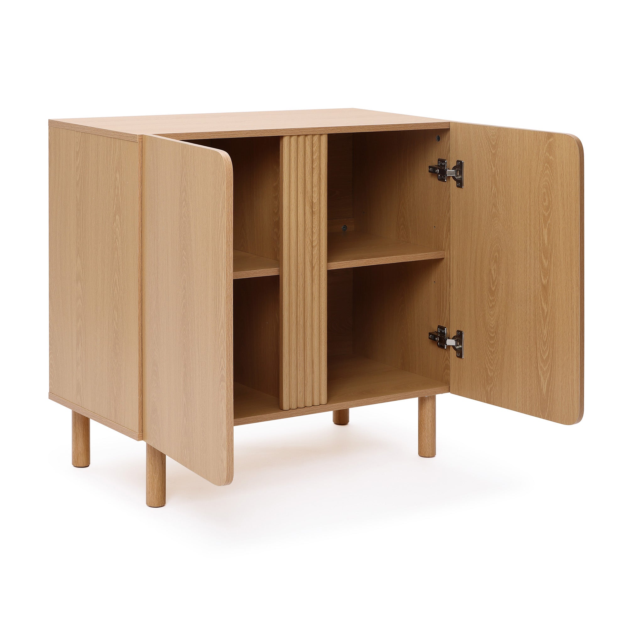 Modern Scandinavian Storage Cabinet with Two Doors in Light Oak Veneer