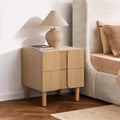 Minimalist Nightstand, 2-Drawer End Table in Blonde Birch Finish