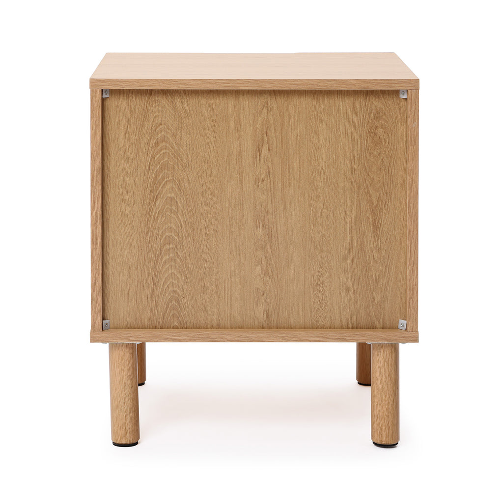 Minimalist Nightstand, 2-Drawer End Table in Blonde Birch Finish