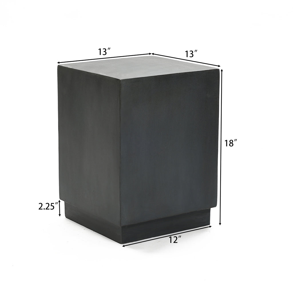 Minimalist Gray Cement Square Indoor Outdoor Side and End Table