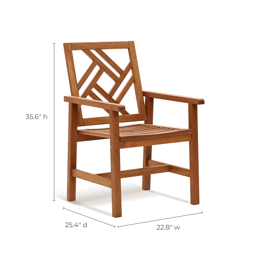 Carmel Solid Wood Outdoor Dining Chair, Set of 2