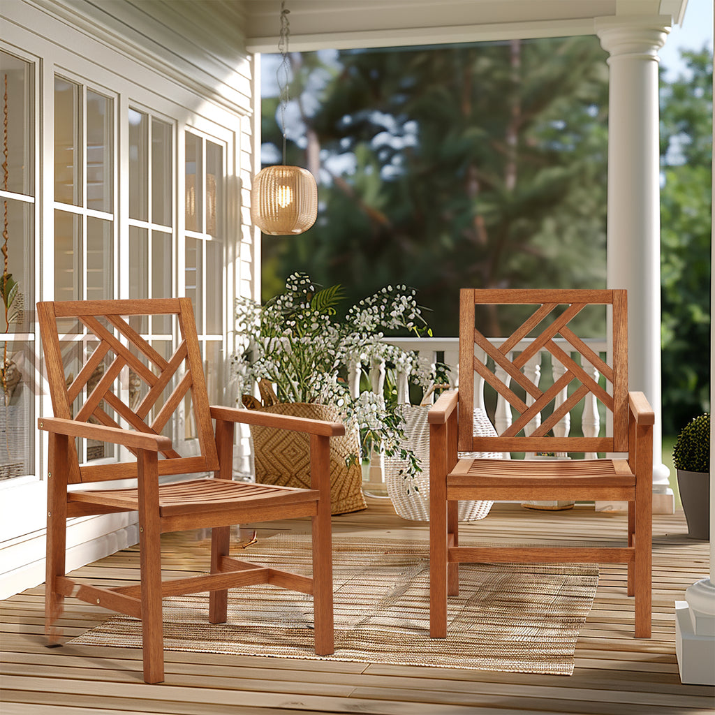 Carmel Solid Wood Outdoor Dining Chair, Set of 2