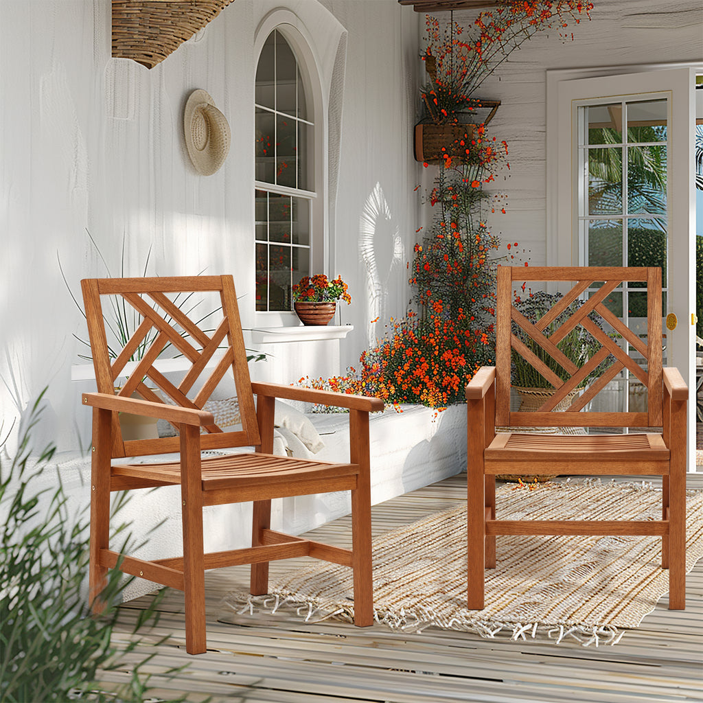 Carmel Solid Wood Outdoor Dining Chair, Set of 2