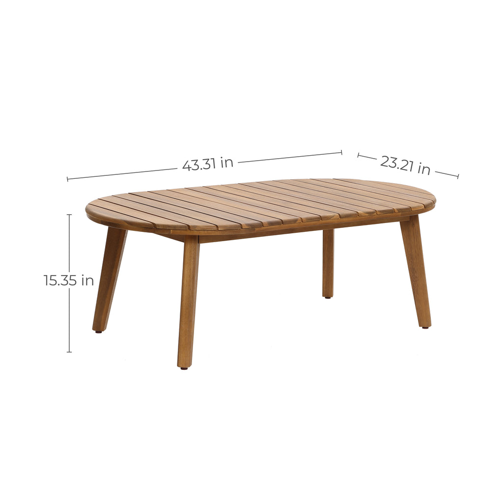 Outdoor Acacia Wood with Rope Sides Club Loveseat with Cushions and Coffee Table