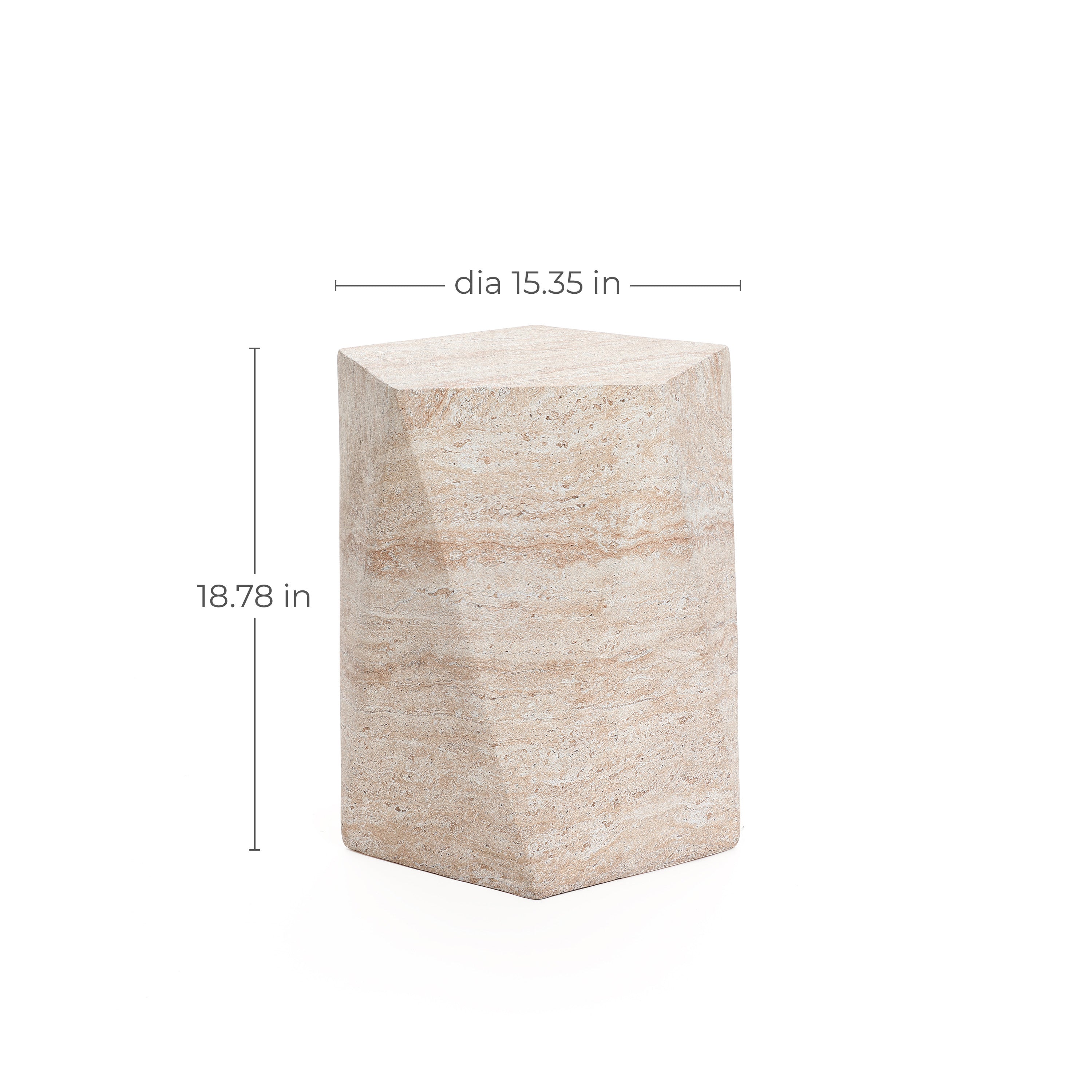 Travertine-Style Irregular Pentagon Textured MgO Side Table