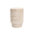 Travertine-Style Round Ribbed MgO Side Table