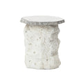 Off White Outdoor Side Table, MgO Patio Accent with Textured Base & Smooth Top